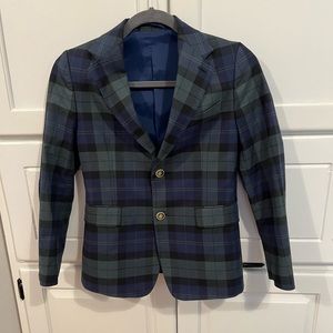 Vineyard Vines Green Blue Plaid Blazer Size 10